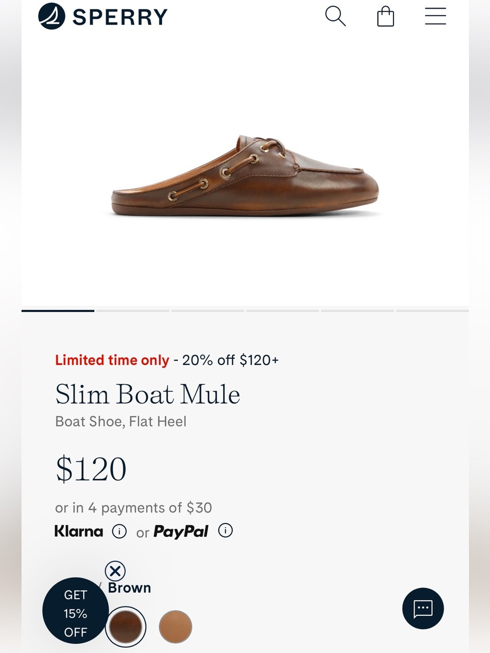 Sperry Slim Boat Mule Leather Slip-On in Brown